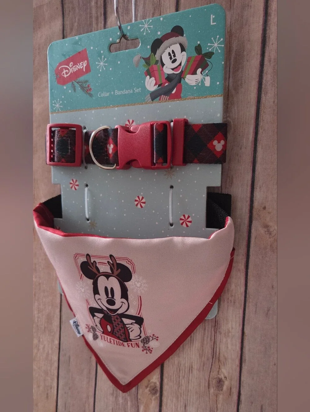 Disney Mickey Yuletide Bandana & Plaid Collar Set NIP